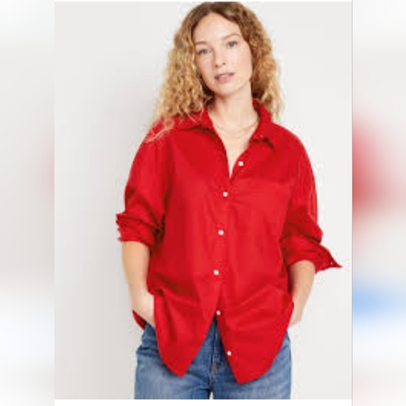 Old Navy Tops - ▪︎NO OFFERS▪︎ NWT Old Navy 2X The Boyfriend Shirt in Red